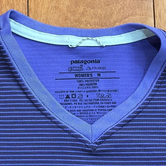 Patagonia Women's Capilene 2 Lightweight Polartec Top Purple Striped size M - Picture 2 of 8